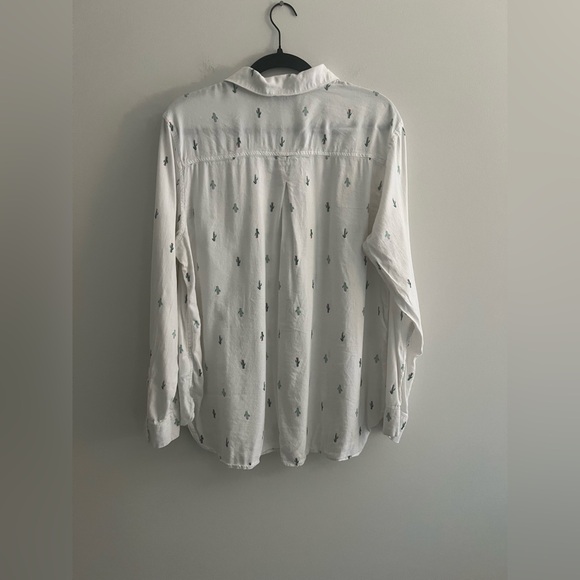 Old Navy White Cactus Print Classic Button Down Shirt Women’s XL - Picture 5 of 5